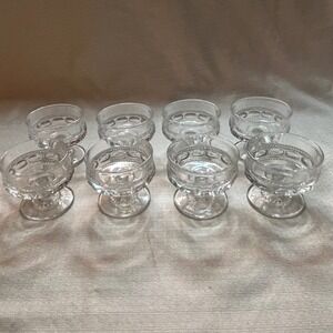 Vintage Set of 8 Crystal Glass Footed Dessert Bowls Pedestal Compote Dishes -‎